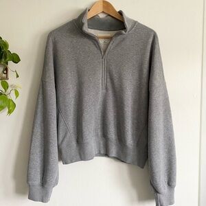 Abercrombie & Fitch Heather Gray Half-Zip Hoodie